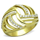 TK1627 IP Gold(Ion Plating) Stainless Steel Ring With AAA Grade CZ in Clear