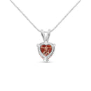 IGI Certified 14K White Gold Martini Set 1.00 Cttw Lab Grown Pink Heart Diamond Solitaire 18" Pendant Necklace (Pink Col.