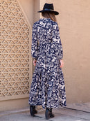 Printed Notched Neck Maxi Dress