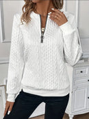 Texture Half Zip Long Sleeve Sweatshirt.