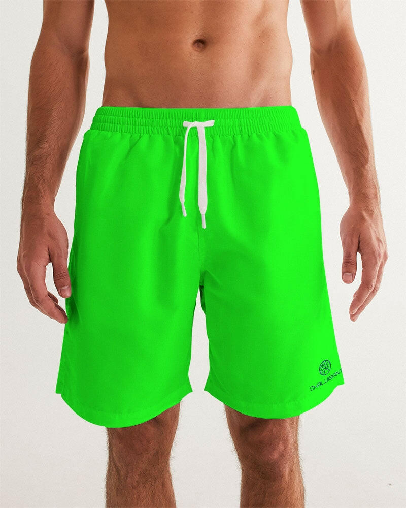 Neon Green 7" Classic Men Swim Trunk.