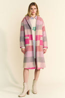 Davi & Dani Tied Color Block Collared Neck Coat.