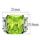 Black(Ion Plating) Stainless Steel Ring With AAA Grade CZ in Apple Green Color