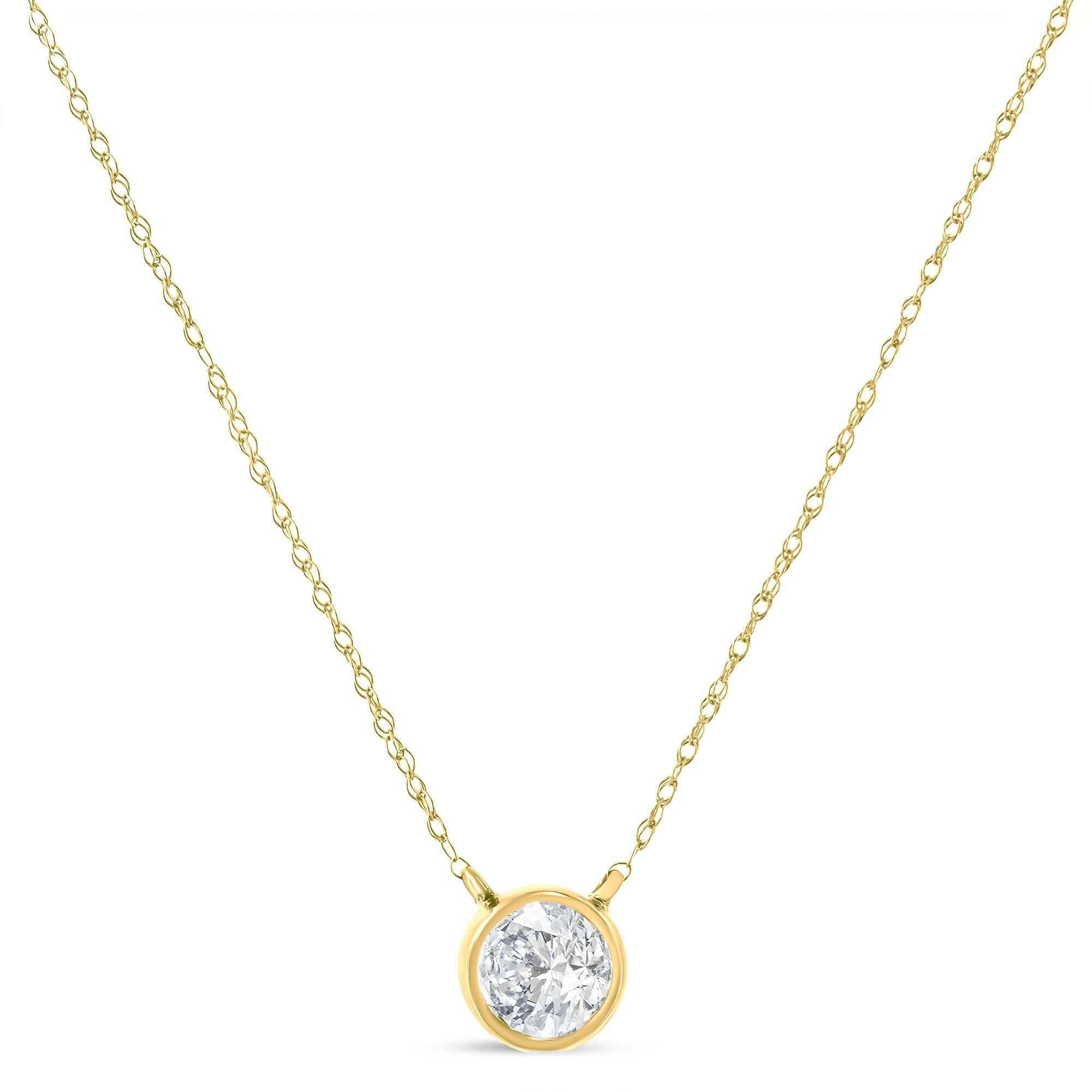 .925 Sterling Silver Round-Cut Diamond Bezel 18" Pendant Necklace (J-K Color, I1-I2 Clarity)