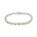 .925 Sterling Silver Lab-Grown Birthstone and 1/6 Cttw Round Diamond Tennis Bracelet (H-I Color, I1-I2 Clarity).