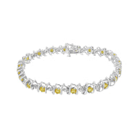 .925 Sterling Silver Lab-Grown Birthstone and 1/6 Cttw Round Diamond Tennis Bracelet (H-I Color, I1-I2 Clarity).