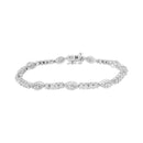 .925 Sterling Silver 1-1/2 Cttw Diamond Marquise Halo and Line Link Tennis Bracelet (I-J Color, I2-I3 Clarity) - 7-1/4".