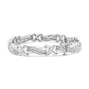 .925 Sterling Silver 1 3/4 Cttw Diamond Wave and X Link Tennis Bracelet (I-J Color, I3 Clarity) - 7".