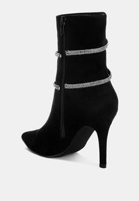 Roda Rhinestone Wrap-Around Stiletto Boots.