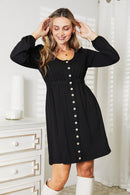 Double Take Scoop Neck Empire Waist Long Sleeve Magic Dress.