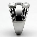 High Polished (No Plating) Stainless Steel Ring With Top Grade Crystal in Clear