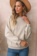 Amy Textured Raglan Sleeve Pullover Sweatshirt.