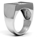 High Polished (No Plating) Stainless Steel Ring With Top Grade Crystal in Clear