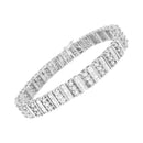 14K White Gold 4 7/8 Cttw Baguette & Round Brilliant-Cut Diamond Channel- & Prong-Set Tennis Bracelet (I-J Color, I1-I2.