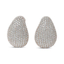 18K Rose Gold 13 1/5 Cttw Micro-Pave Diamond Sculptural Design Statement Omega Back Earrings (G-H Color, SI1-SI2 Clarity.