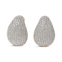 18K Rose Gold 13 1/5 Cttw Micro-Pave Diamond Sculptural Design Statement Omega Back Earrings (G-H Color, SI1-SI2 Clarity.