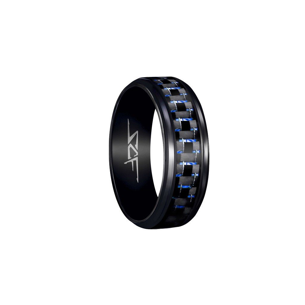 Blue Lace Real Carbon Fiber Ring | Black | Slate Series