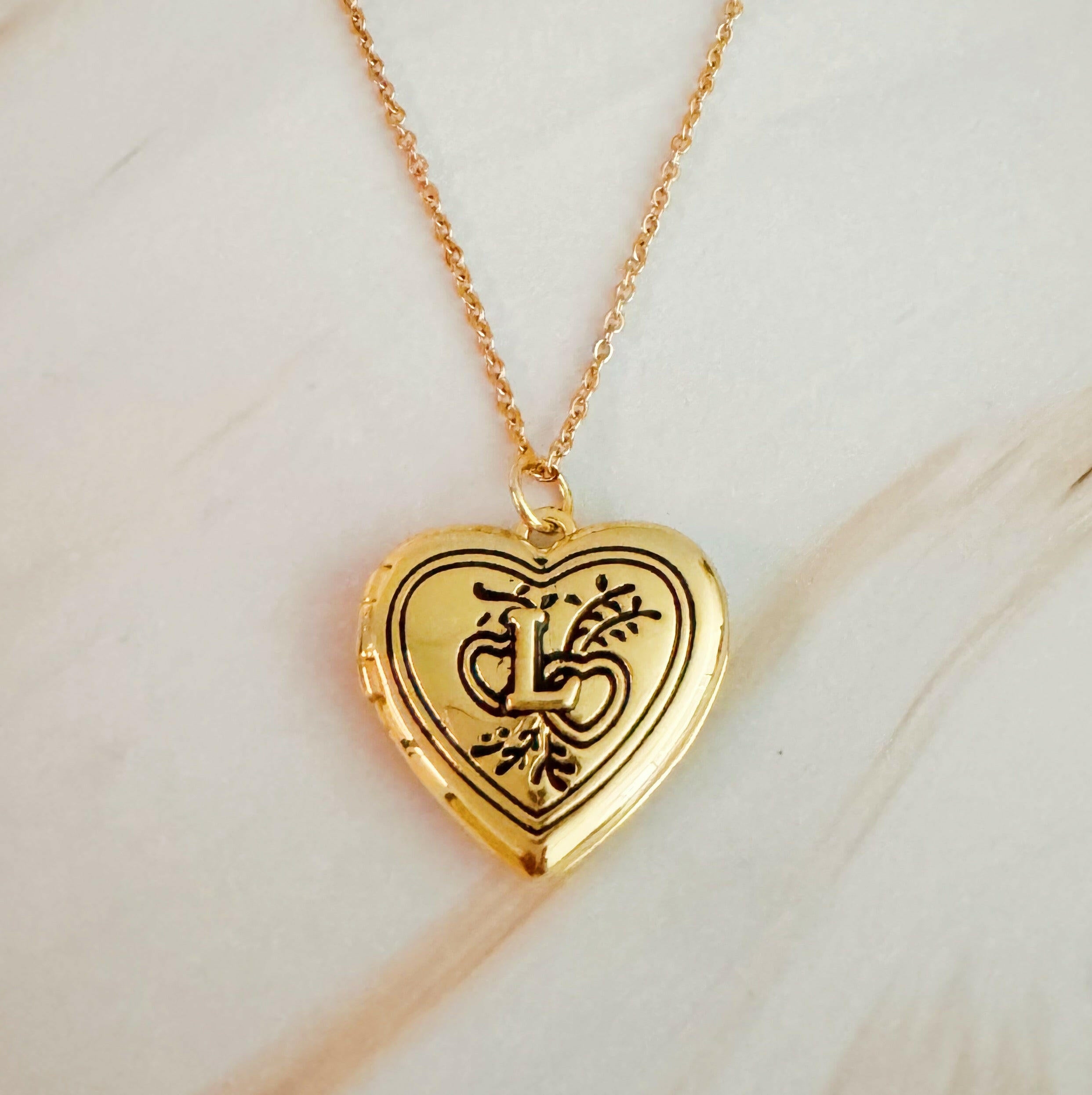 Nostalgic Heart Initial Open Locket Necklace.