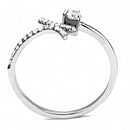 High Polished (No Plating) Stainless Steel Ring With AAA Grade CZ in Clear