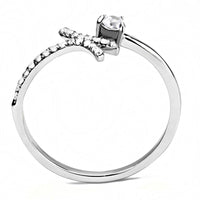 High Polished (No Plating) Stainless Steel Ring With AAA Grade CZ in Clear