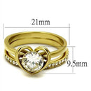 TK2295 IP Gold(Ion Plating) Stainless Steel Ring With AAA Grade CZ in Clear.