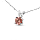 10K White Gold 1/4 Cttw Round Brilliant Cut Lab Grown Diamond 4-Prong Solitaire Pendant Necklace.