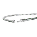 18K White Gold 3/8 Cttw Diamond With Blue Sapphire and Green Tsavorite Gemstone Multi-Colored Tennis Bracelet (Brown And.