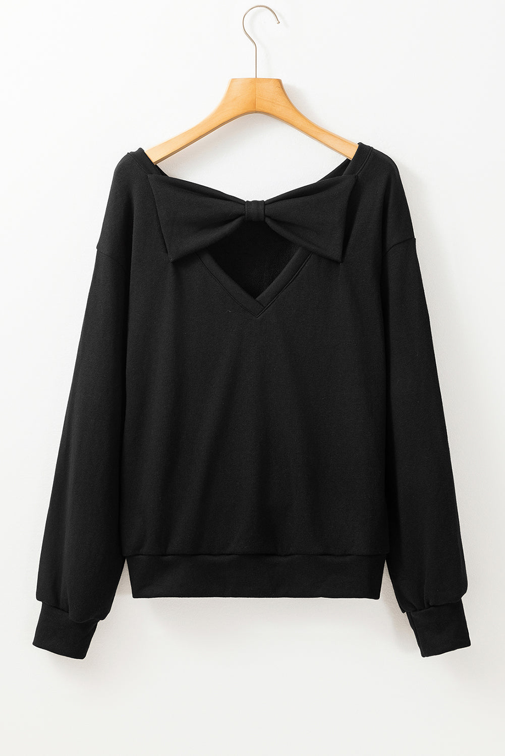 Bow Cutout Round Neck Long Sleeve Sweatshirt.