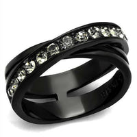 TK2281 IP Black(Ion Plating) Stainless Steel Ring With Top Grade Crystal in Black Diamond.