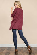 Two Tone Hacci Oversized Dropped Shoulder Pocket Tunic.