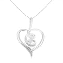 Espira 10K White Gold .03 Cttw Diamond-Accented Round-Cut Diamond Swirl Open Heart 18" Pendant Necklace (I-J Color, I2-I.