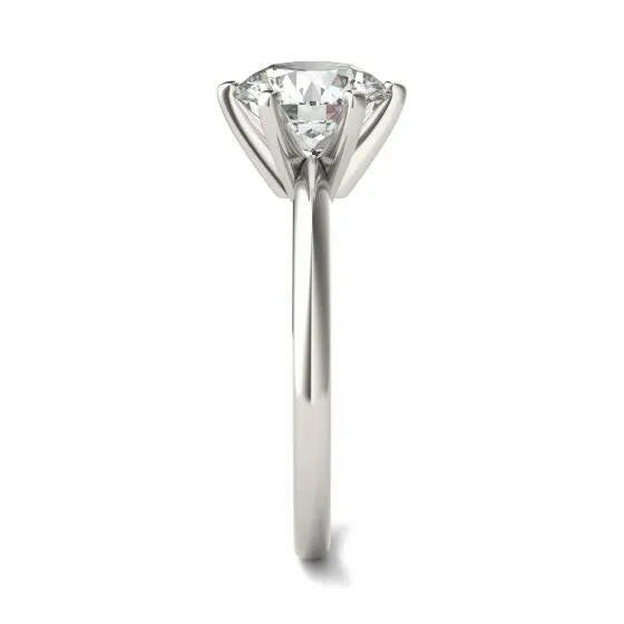 2 CTW Round Lab Grown Diamond Six Prong Solitaire Engagement Ring - G-Vs Clarity, IGI Certified, 14K White Gold.