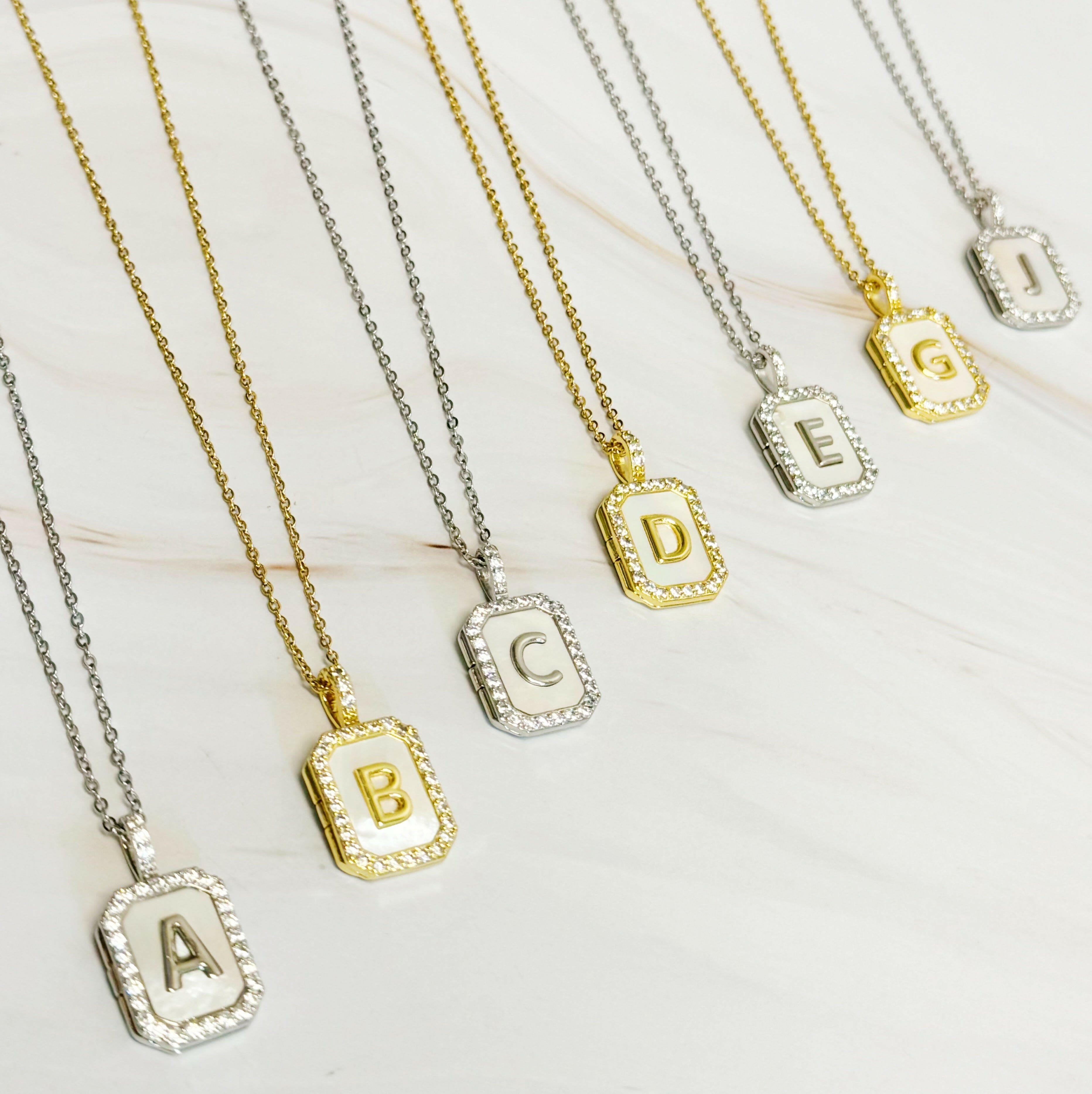 Initial Deco Open Locket Pendant Necklace