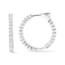 14K White Gold Natural Princess Cut Diamond Inside Out Hoop Earrings (G-H Color, SI2-I1 Clarity).