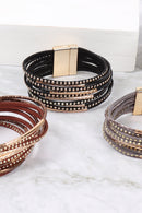 Multiline Leather Magnetic Bracelet