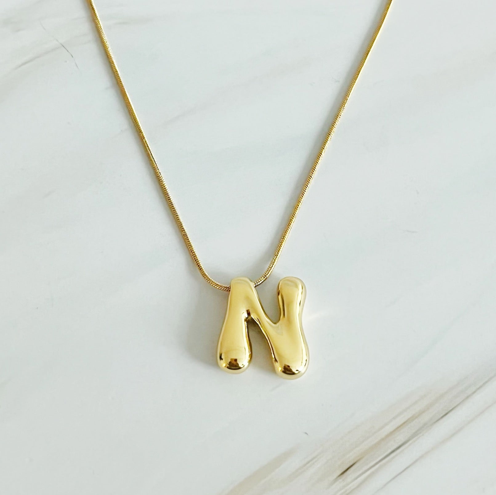 Balloon Letter Initial Necklace.