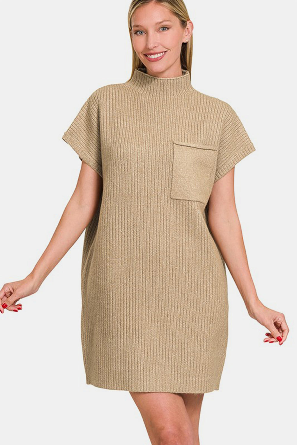 Zenana Short Sleeve Sweater Mini Dress.