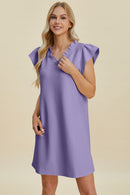 Double Take Full Size Ruffled V-Neck Cap Sleeve Dress.