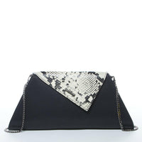 Angelica Leather Clutch Black Snakeskin.