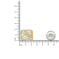 10K Yellow Gold 3.00 Cttw Diamond Multi Row Bypass Wave Cocktail Band Ring (J-K Color, I1-I2 Clarity).