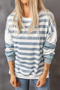 Elina Striped Pullover Sweatshirt.