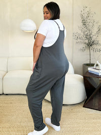 Double Take Full Size Sleeveless V-Neck Pocketed Jumpsuit.