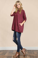 Two Tone Hacci Oversized Dropped Shoulder Pocket Tunic.