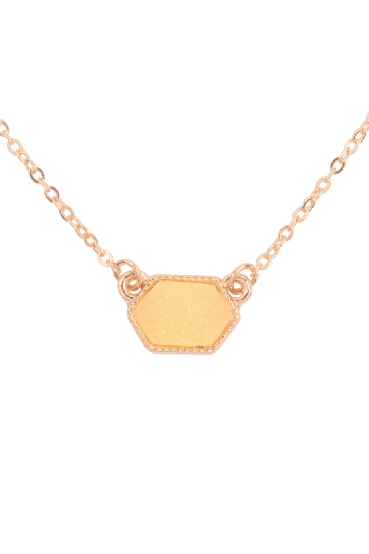 Druzy Hexagon  Necklaces With Stud Earrings