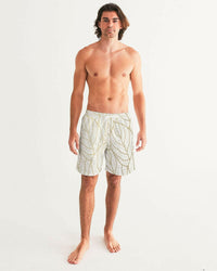 Abstract Gold Leaves 7" Classic Men Swim Trunk.