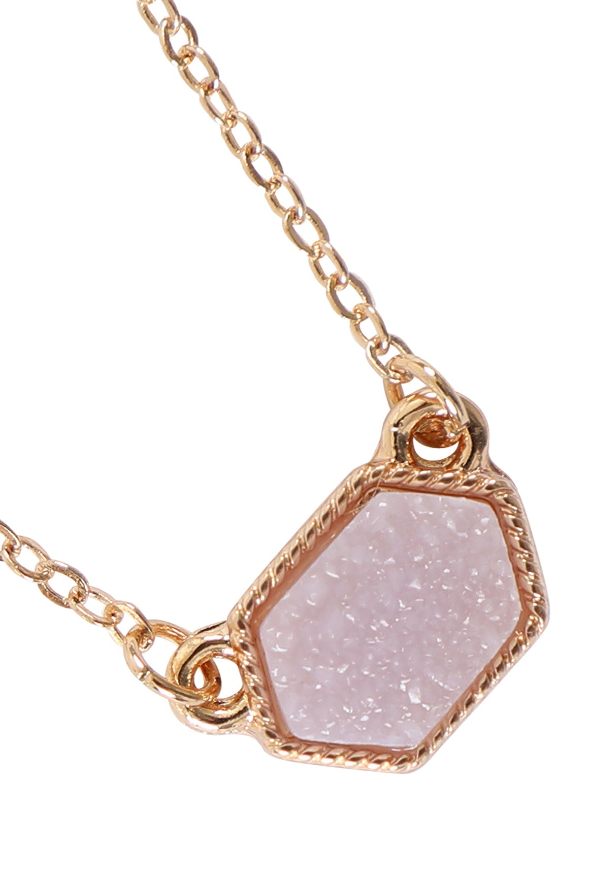 Druzy Hexagon  Necklaces With Stud Earrings