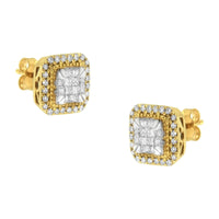 10KT Yellow Gold Diamond Stud Earrings (1/2 Cttw, H-I Color, SI2-I1 Clarity).