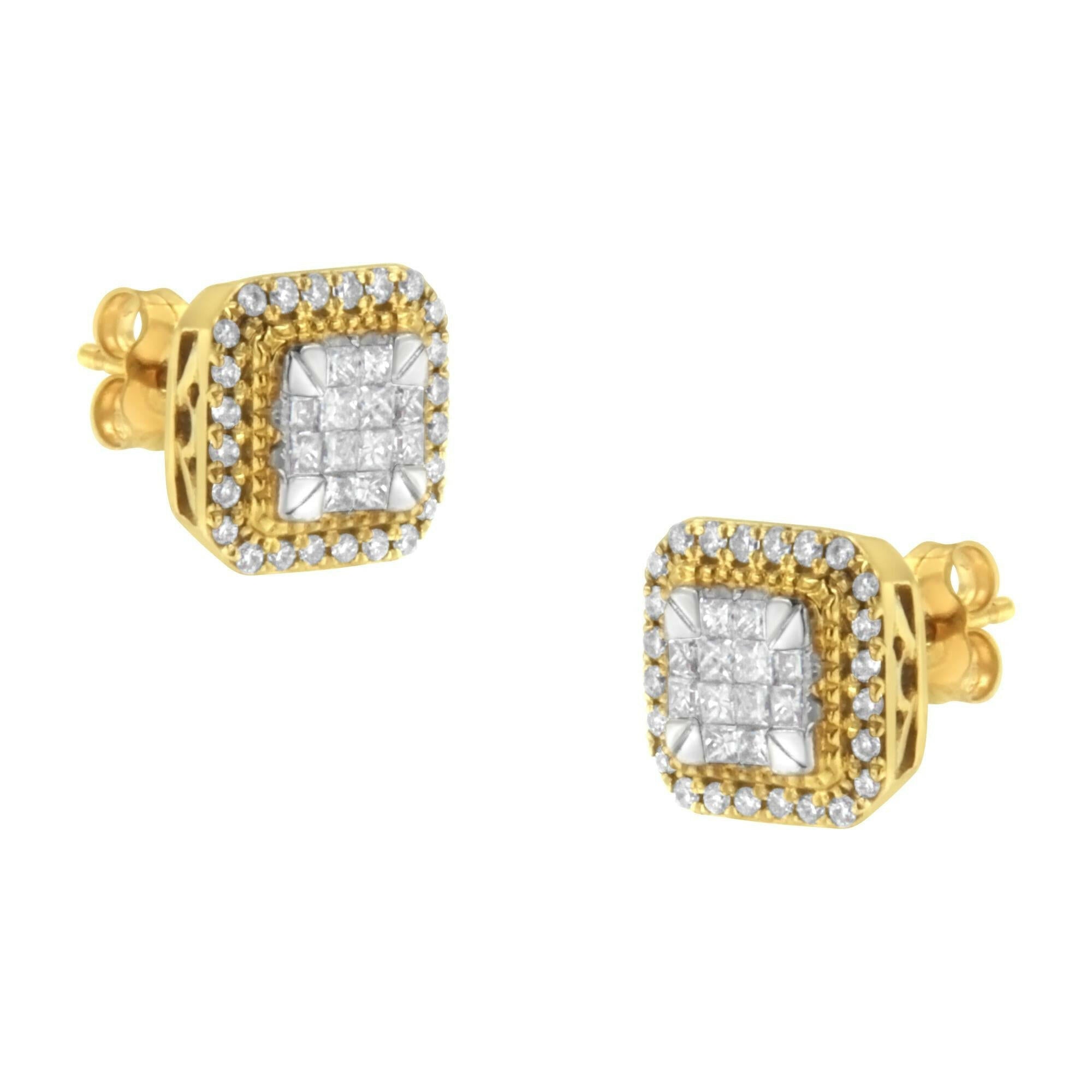 10KT Yellow Gold Diamond Stud Earrings (1/2 Cttw, H-I Color, SI2-I1 Clarity)