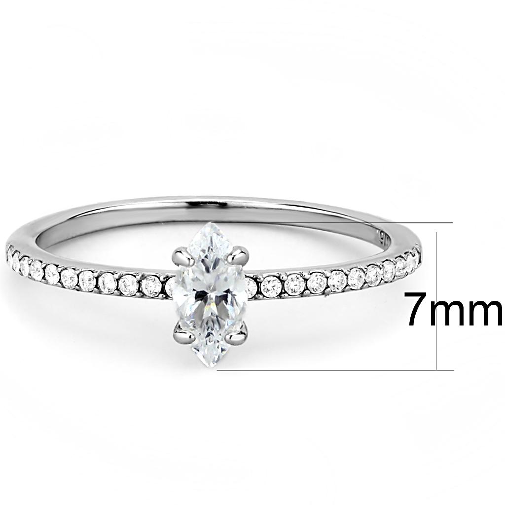 DA031 High Polished (No Plating) Stainless Steel Ring With Cubic in Clear