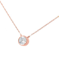 .925 Sterling Silver Round-Cut Diamond Bezel 18" Pendant Necklace (J-K Color, I1-I2 Clarity).